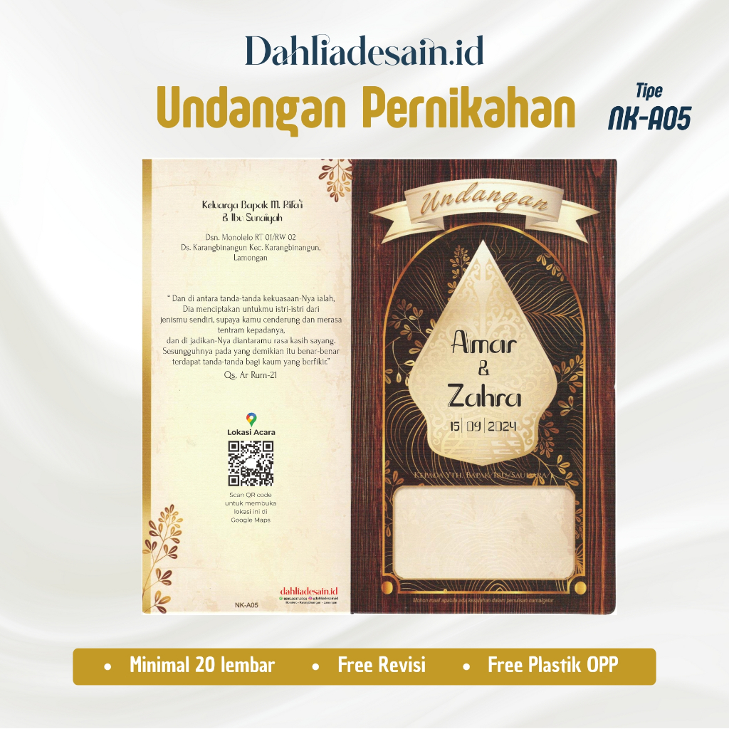 [MIN 20] NK Card NK-A05 Undangan Pernikahan Murah | Bagus | Elegant MURAH