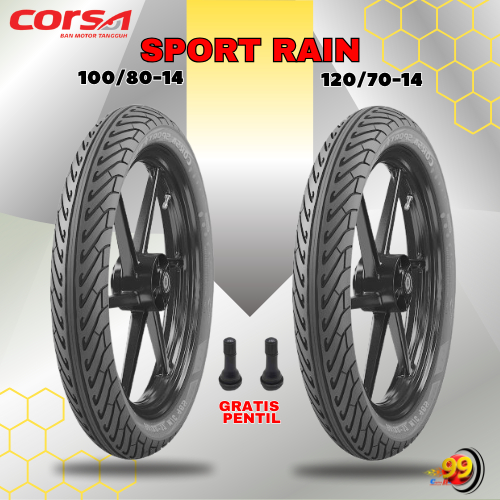 Sepasang Ban Motor HONDA PCX CORSA SPORT RAIN 100/80 - 120/70 Ring 14 Tubeless
