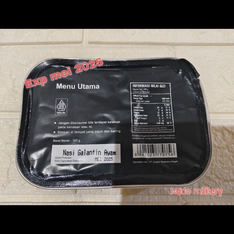 Ransum nasi naraga jatah TNI ecer 1 pcs nasi