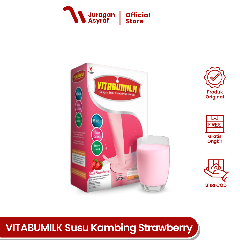 

Vitabumilk Susu Kambing Etawa Plus Herbal Penambah Kecerdasan dan Nafsu Makan Anak 500 gr STRAWBERRY