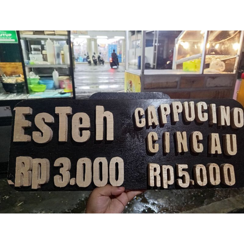 Huruf / Angka kayu timbul kayu jati belanda