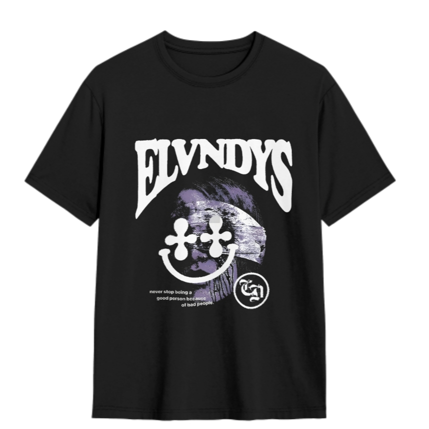 T-Shirt Oversized Tshirt Elvndys Hitam Black Oversize pria&wanita baju t shirt kaos