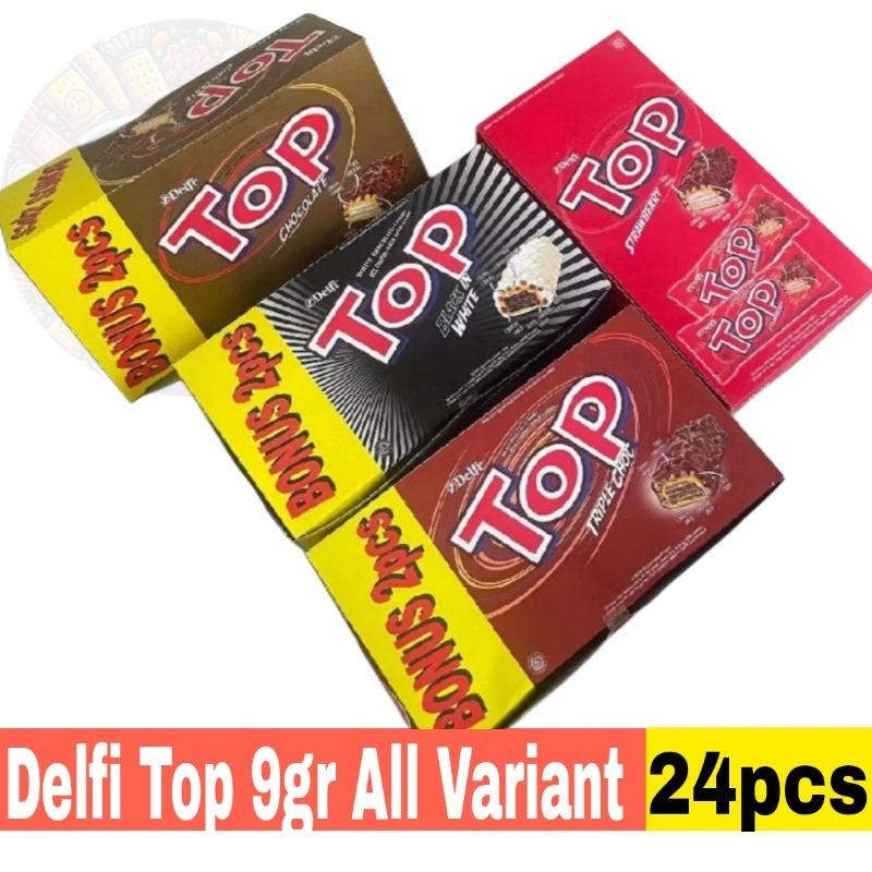 

Delfi TOP All Variant 9gr Box isi 24pcs Rasa Coklat / Black in White / Strawberry / Triple Chocolate