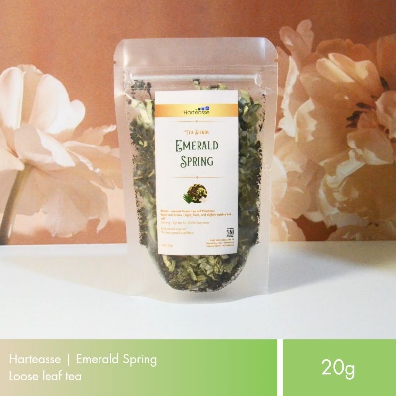 

Harteasse | Emerald Spring | Teh Hijau Melati dan Pandan Kemasan Pouch | Loose Leaf | 20g