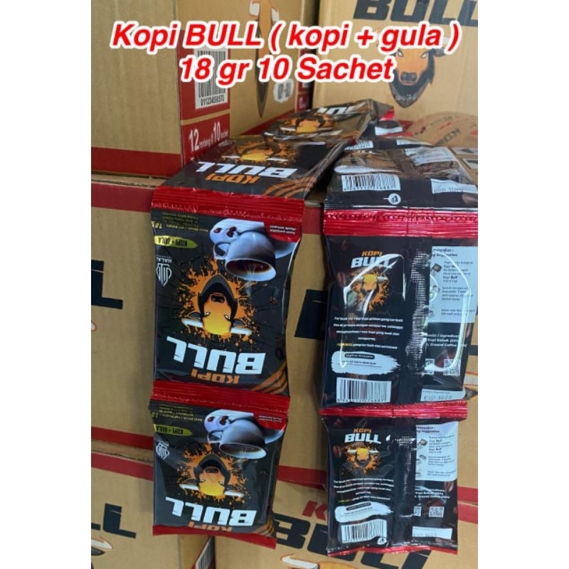 

KOPI BUBUK + GULA. MERK BULL 18gr. grosir kopi rentengan kopi bubuk murah