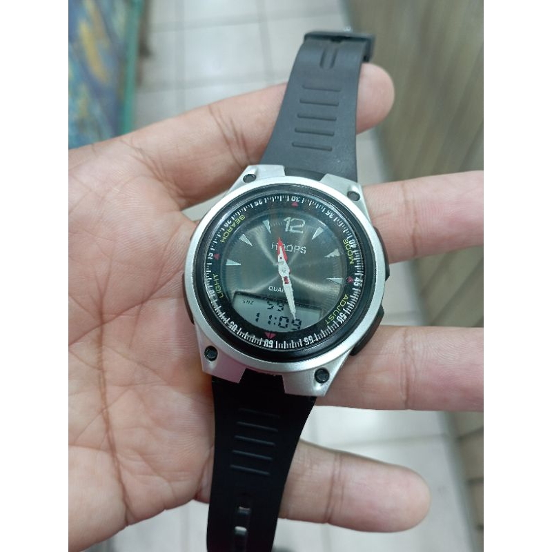 jam tangan pria hoops quartz dual time klasik water resist