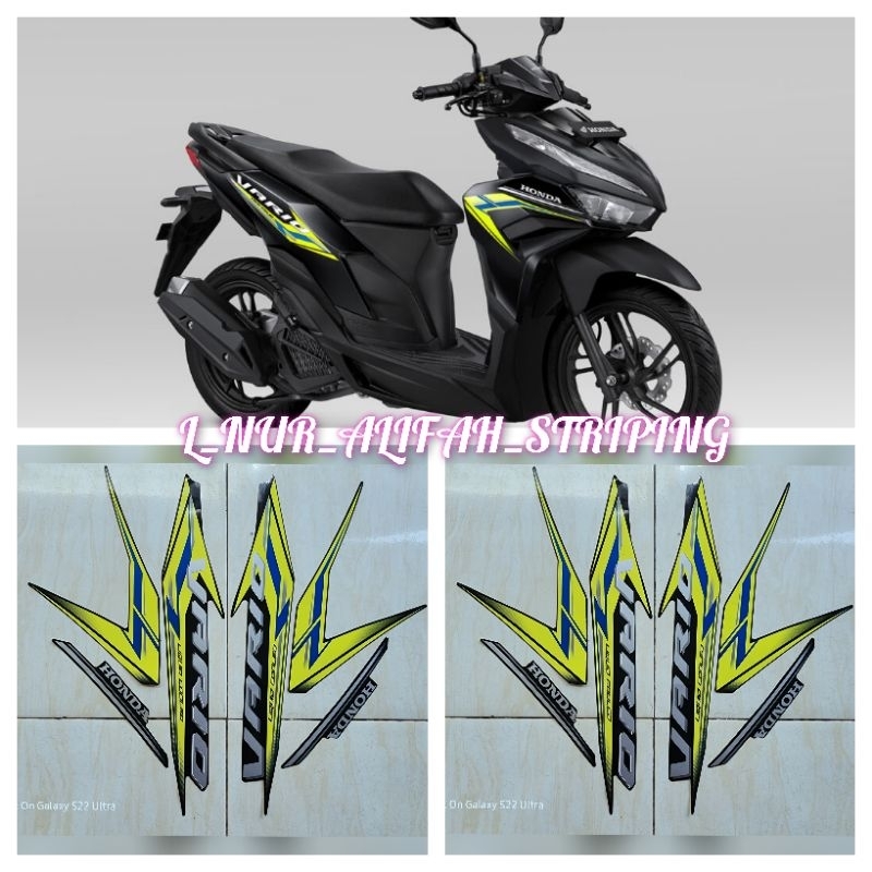 STIKER STRIPING LIS LES BODY MOTOR HONDA NEW VARIO 125 2024 WARNA HITAM KUNING