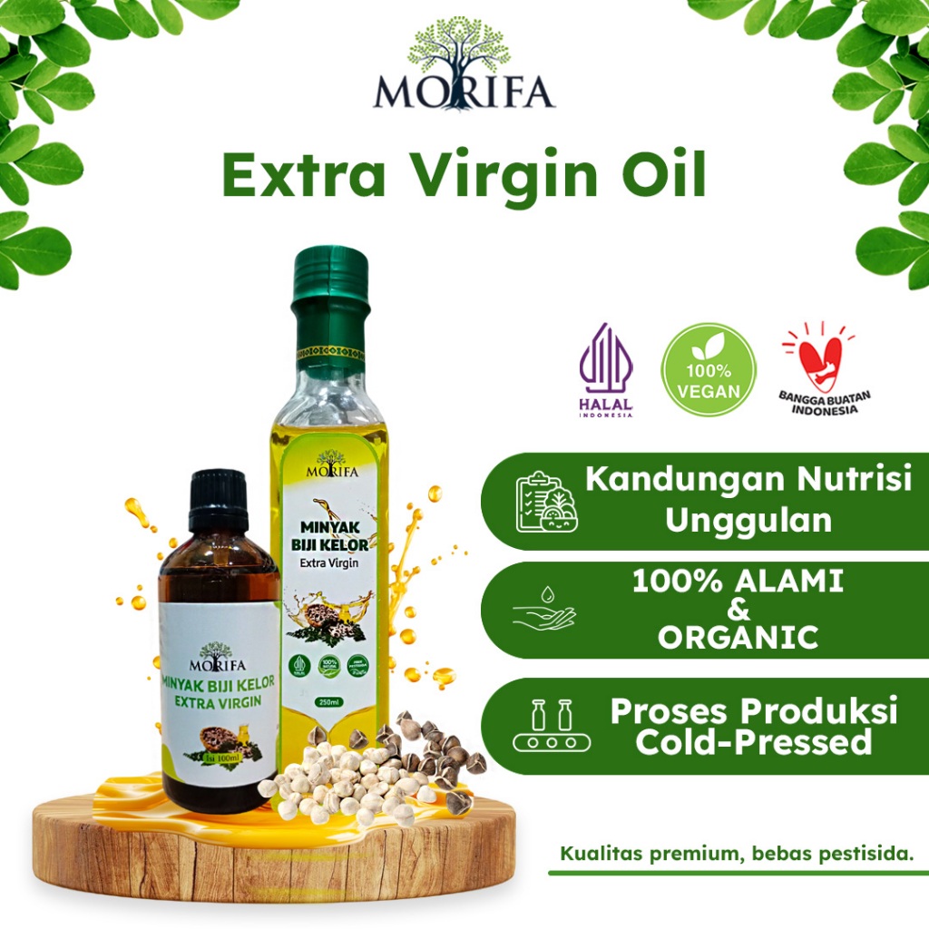 

MORIFA Minyak Kelor Moringa Oil Extra Virgin Kaya Omega 369 Antioksidan Vitamin A dan E