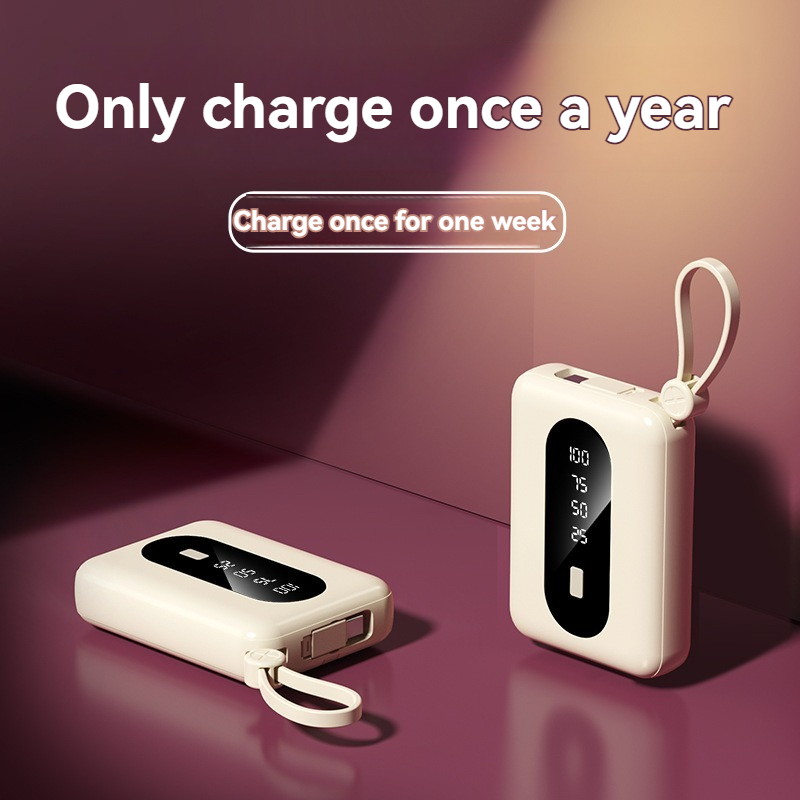 Powerbank 10000mAh Cute Mini Super Fast Charging Power Bank with 2 cables gift charging treasure,Por