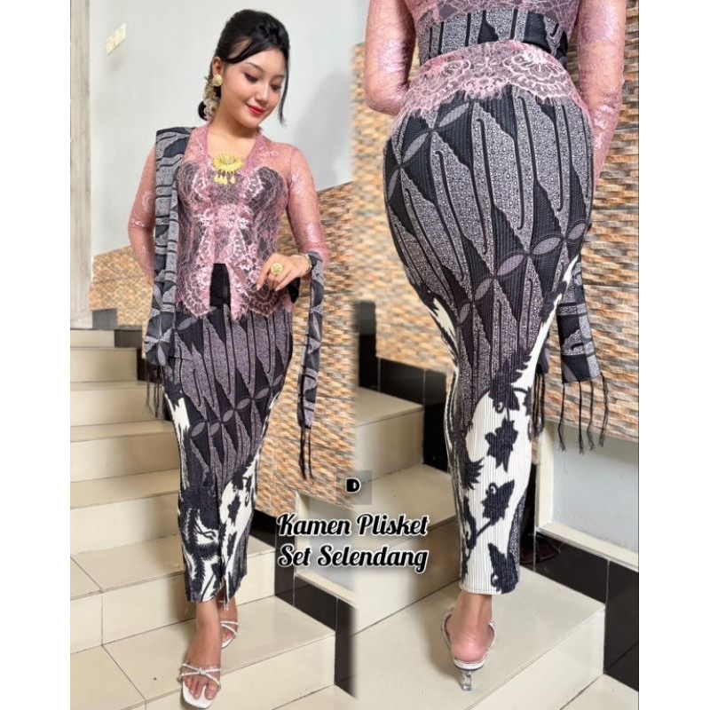 Kamen Plisket set Selendang