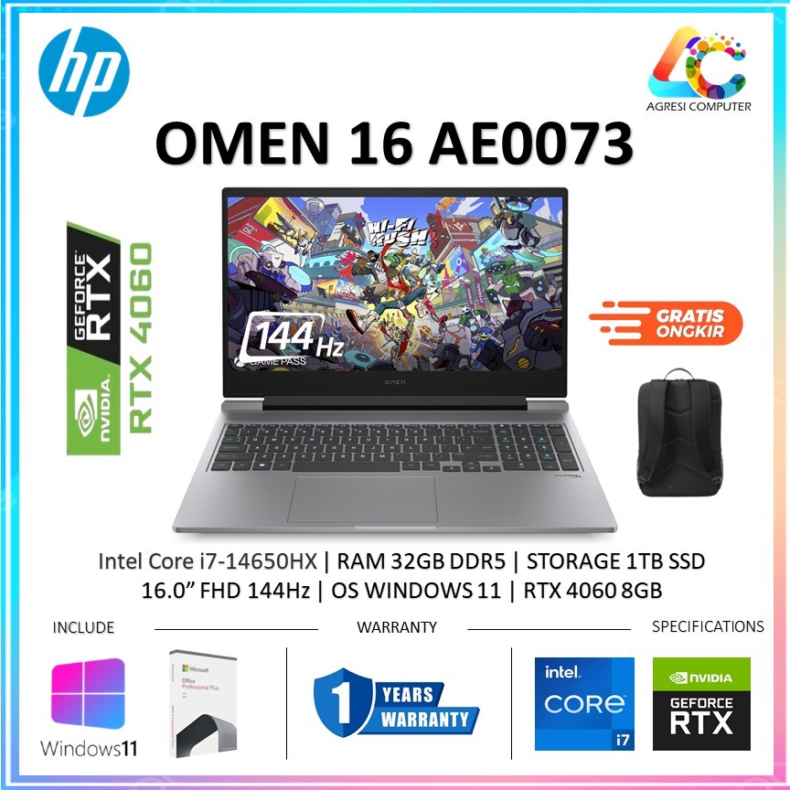 Hp Omen 16 i7-14650HX RTX 4060 RAM 32GB 1TB SSD 16.1" FHD 144Hz WIN 11