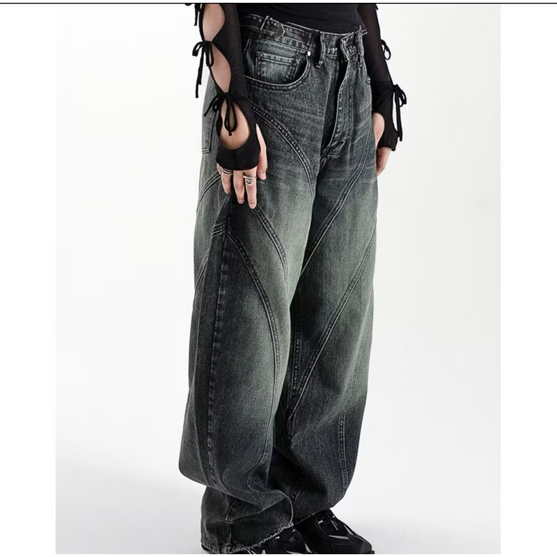 [ORIGINAL 100%] CATHA - LINE UP SNOW WASHED BAGGY JEANS 2024