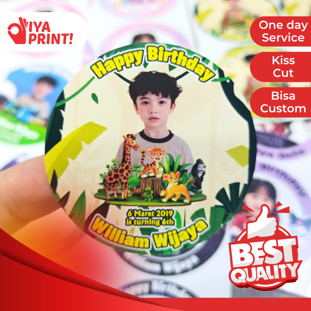 

5-7 Sticker Bulat Ulang Tahun Anak Stiker Ultah Free Design Template Birthday Chromo Murah