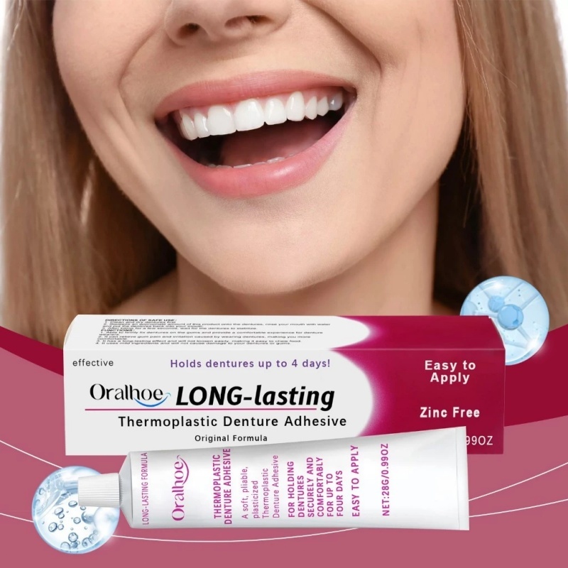 Oralhoe Perekat Gigi Palsu Nyaman Lem Perekat Gigi Long Lasting Thermoplastic Denture Palsu 1pcs Lem
