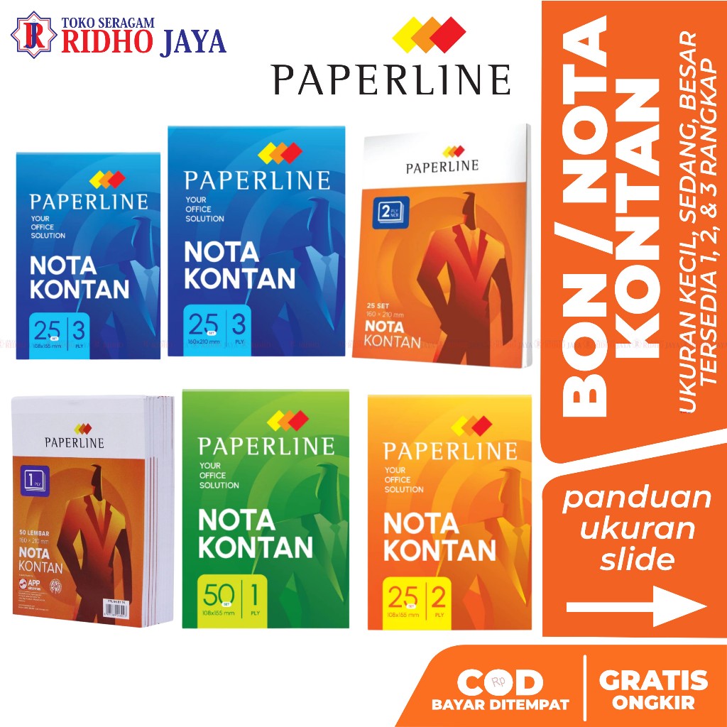 

RIDHO JAYA PAPERLINE Nota Kontan Bon 1 Rangkap 2 Rangkap 3 Rangkap Besar dan Kecil