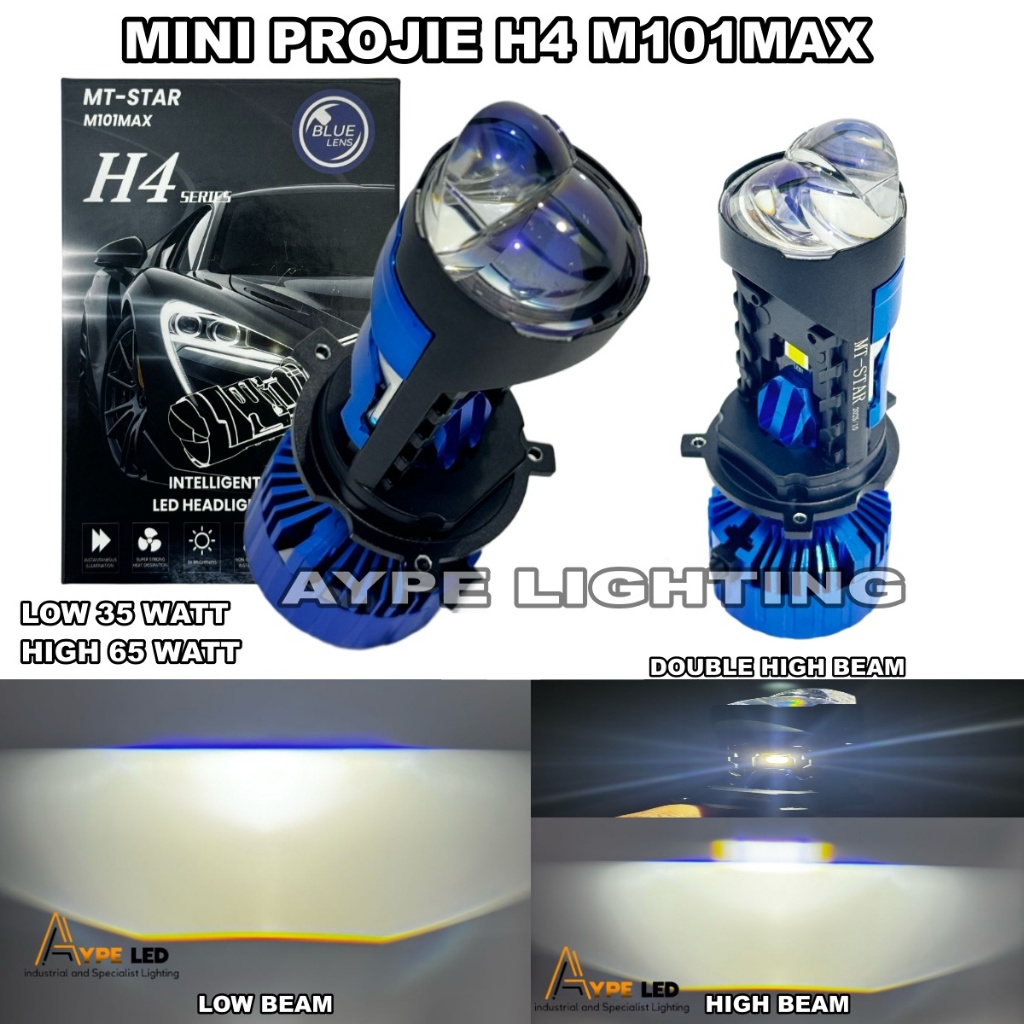 MT-STAR Lampu Utama Mini Biled H4 M101MAX Terbaru Flat Cut off Double High beam 75 WATT