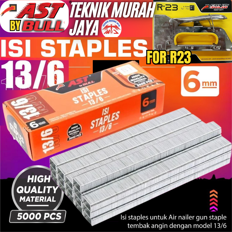 

AST Isi Staples Angin 13/6 6MM Air Stapler Refill Paku Tembak R23 Xenon Benz Modern Heavy Duty
