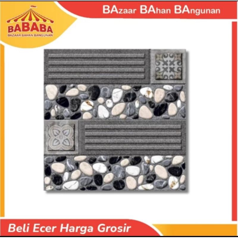 KERAMIK LANTAI TERAS MOTIF BATU ALAM KASAR 40X40 ACCURA TIGRIS GREY , BEIGE