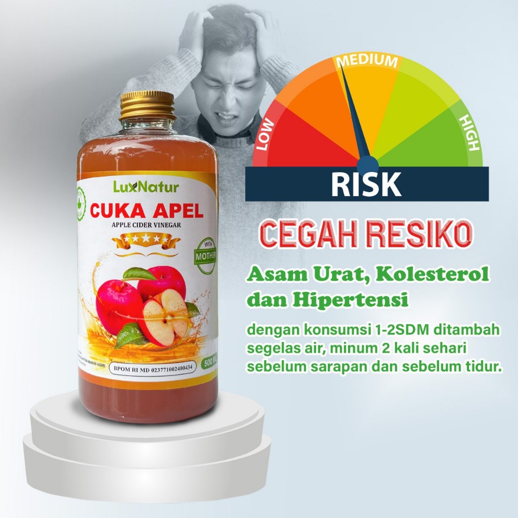 

CUKA APEL ORIGINAL WITH MOTHER 500 ML 250 ML BPOM CUKA APEL PREMIUM ORGANIK APPLE CIDER LUXNATUR / Cuka Apel Original