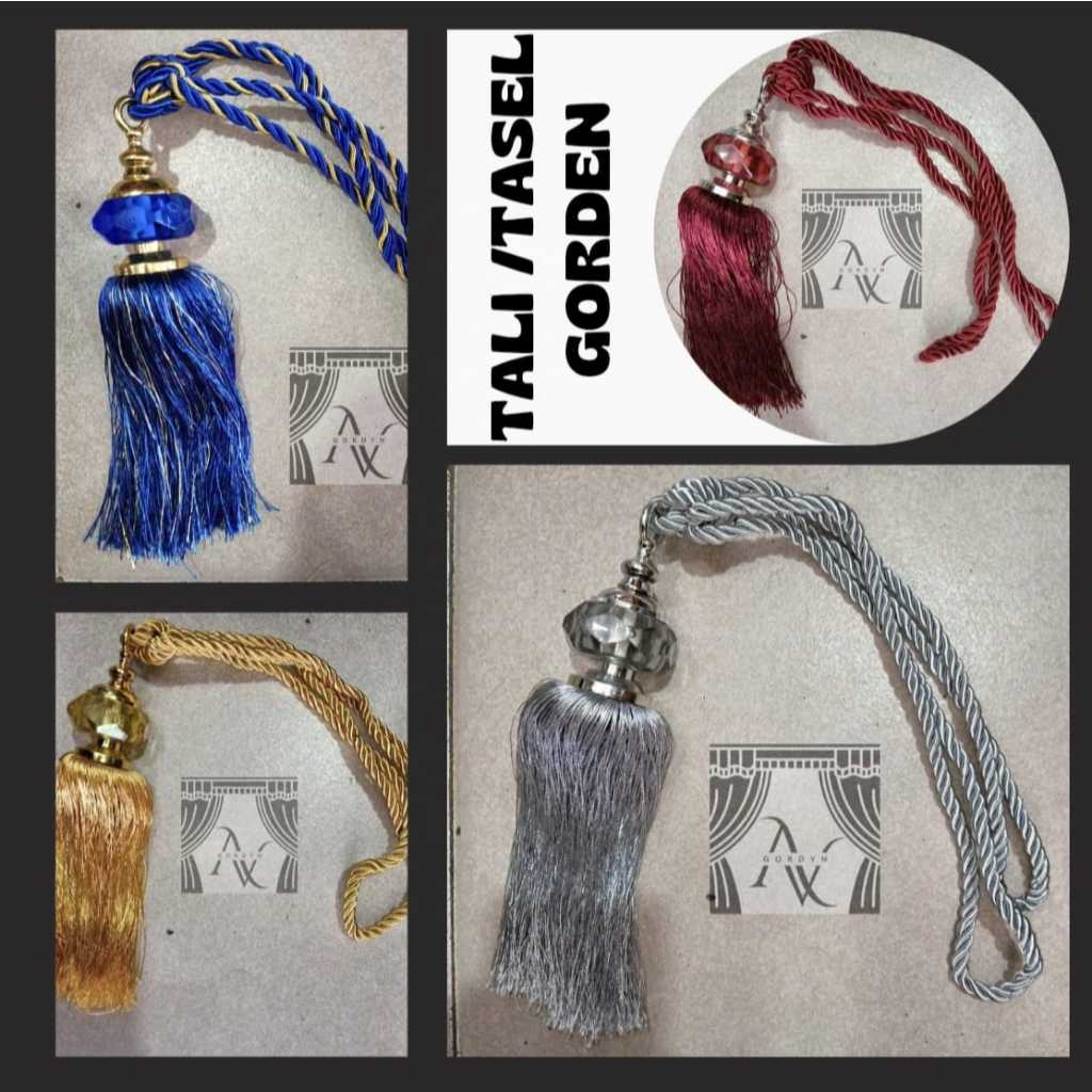 Tali Gorden Kristal Jumbo Mewah - Ikat Gorden Elegan dengan Tasel Mutiara Kristal