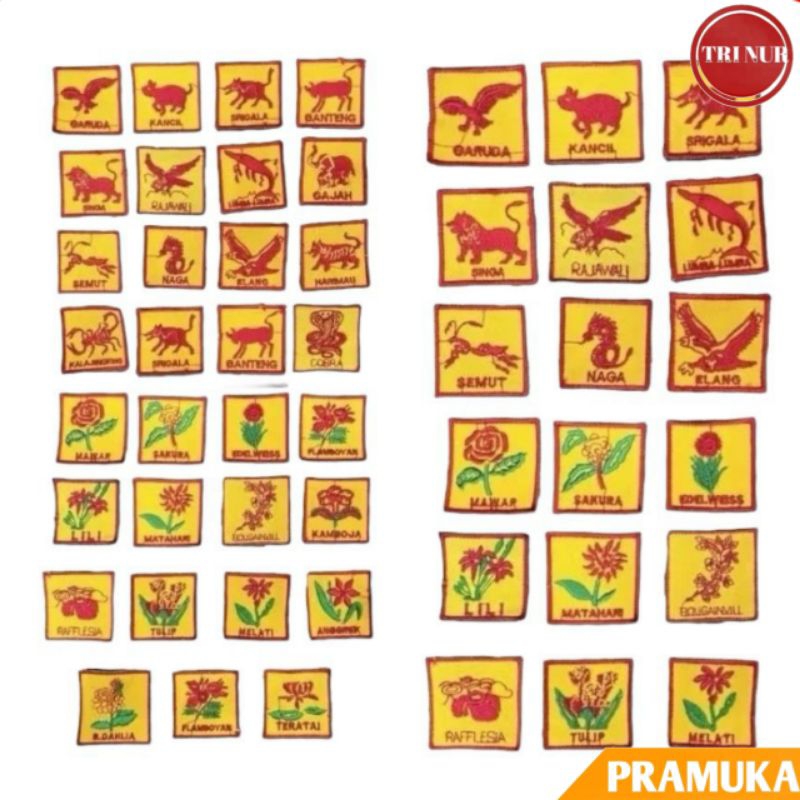 Badge Tanda Regu / Tanda Regu Pramuka / Tanda Regu Pramuka Hewan & Bunga Bordir