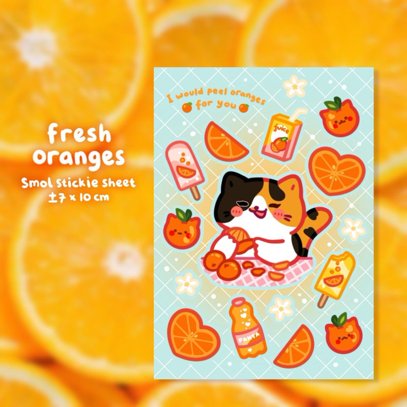 

Sticker Sheet Jeruk Orange Mini Glitter Cute Cat Kucing Lucu Original Paw Paw