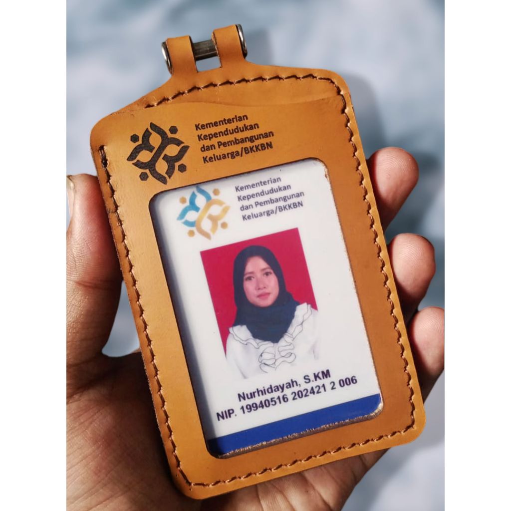 

id card holder kulit asli FREE CUSTOM TULISAN dan LOGO INSTANSI bisa cetak kartu id card