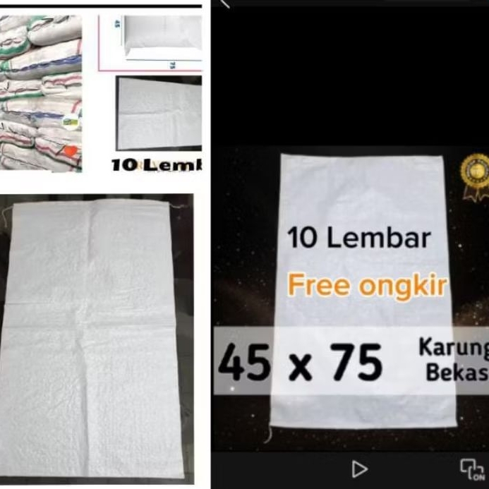 karung bekas rasa baru tebal 10 Lembar putih polos isi 50kg dan 25kg