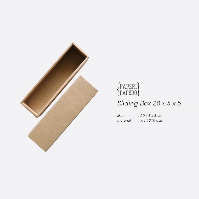 

Kraft Sliding Box (20 x 5 x 5 cm) - Kotak Laci Geser Slide (5 Pcs)