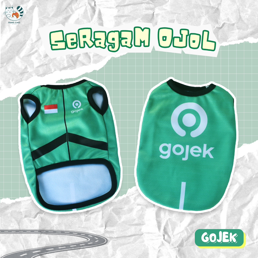 Baju Kucing Lucu Murah Seragam Gojek Rompi Ojol Hewan Peliharaan Anjing Kelinci