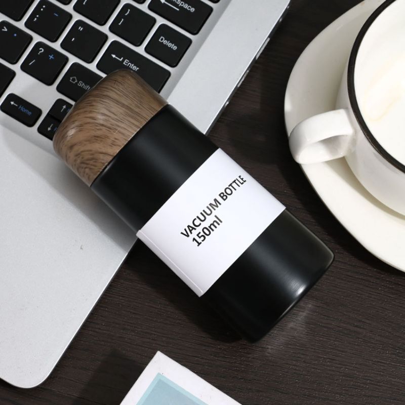 Botol Minum Mini Termos Air Panas Dingin Stainless Steel - Black