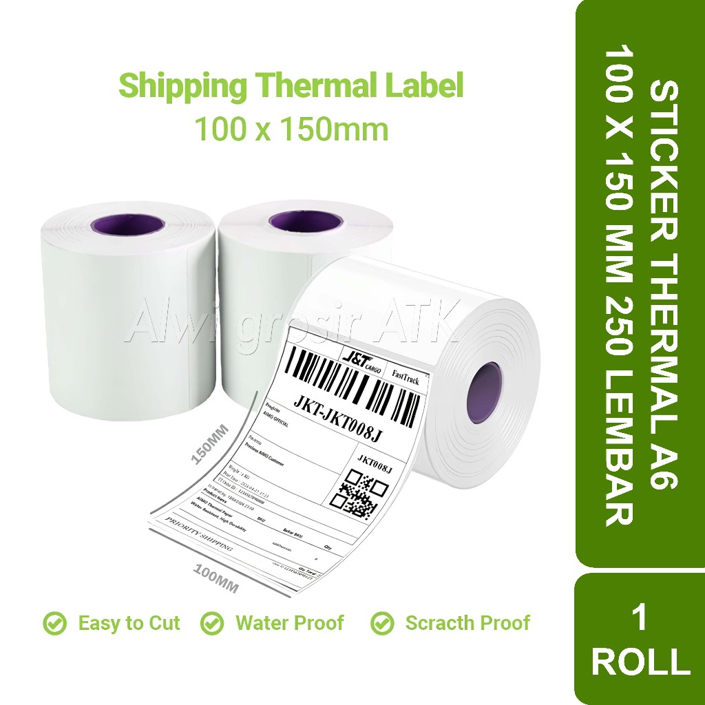 

Kertas Thermal Sticker A6 100x150 mm New Line - 250 Lembar | 1 Roll