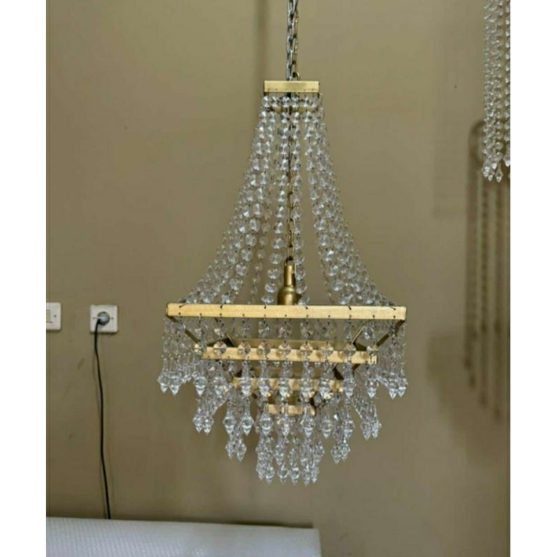 LAMPU KRISTAL/CRYSTAL JANUR PIRAMIDA KOTAK. LAMPU DEKORASI PELAMINAN