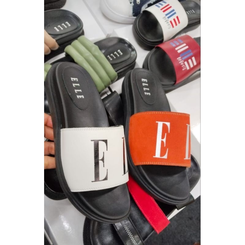 (ORIGINAL STORE)SANDAL SLOP ELLE WRN WHITE AND ORANGE