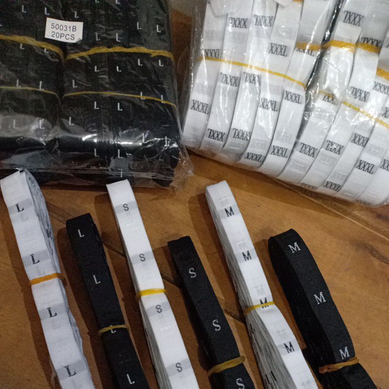 

Label size HURUF / Label baju / Label ukuran baju / Letter kain