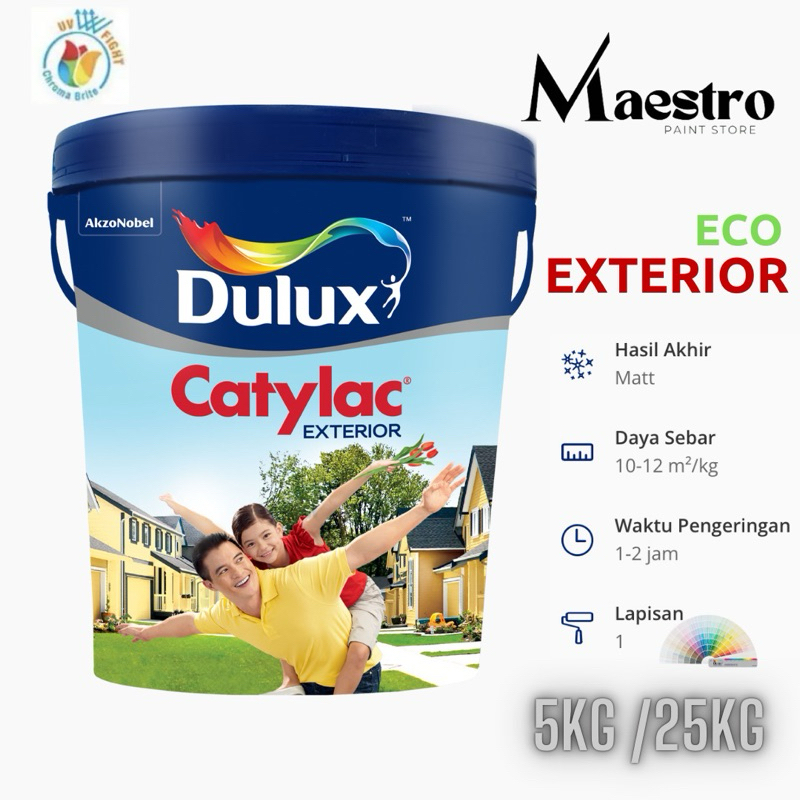 Cat Dulux Catylac Exterior 5kg Putih & Warna