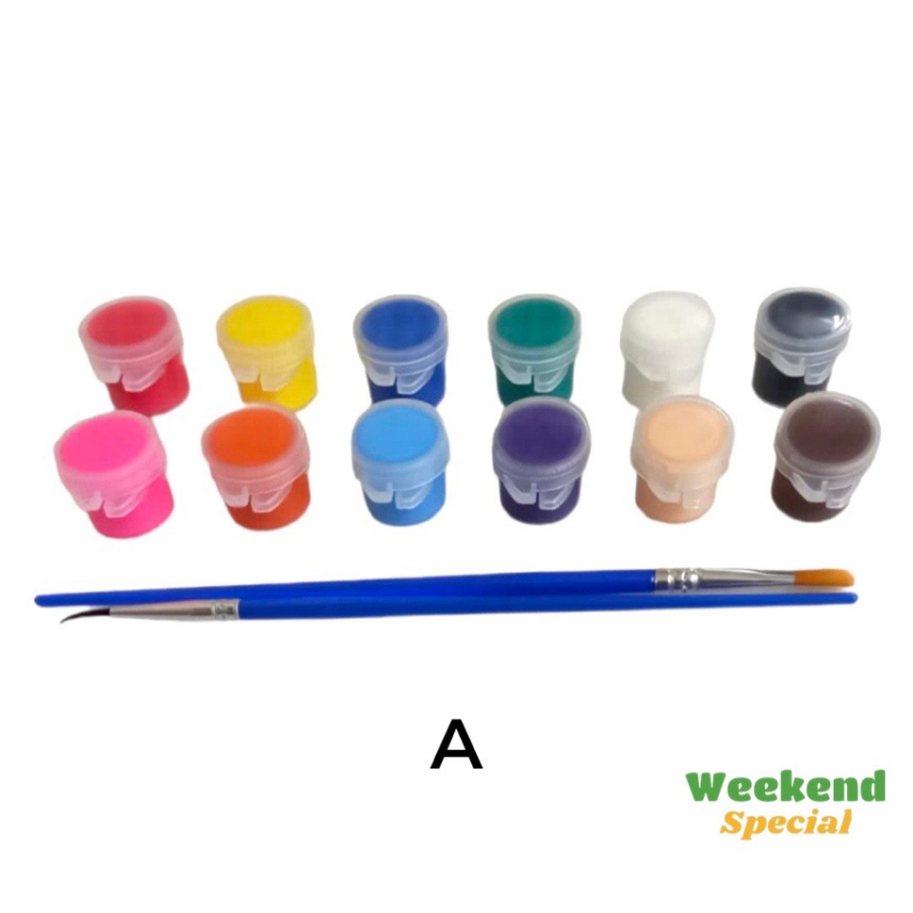 

Color Painting SET 12 warna cat GRATIS 2 kuas / Cat Akrilik Kanvas Canvas Aktifitas Anak