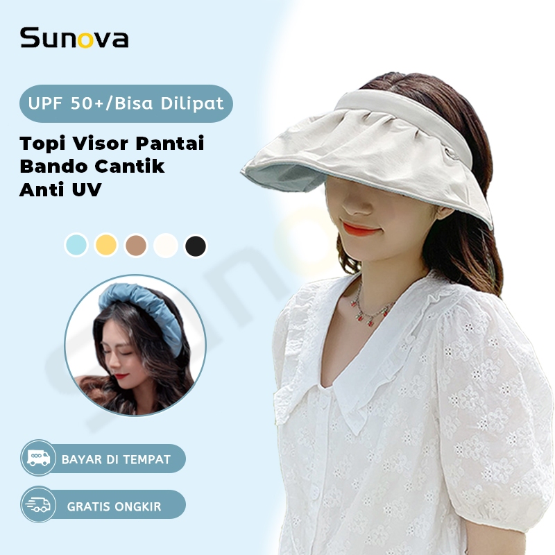 Sunova Topi Visor Pantai Anti UV Wanita Topi Pantai Anti UV Wanita Sun Visor Hat Waterproof Lipat