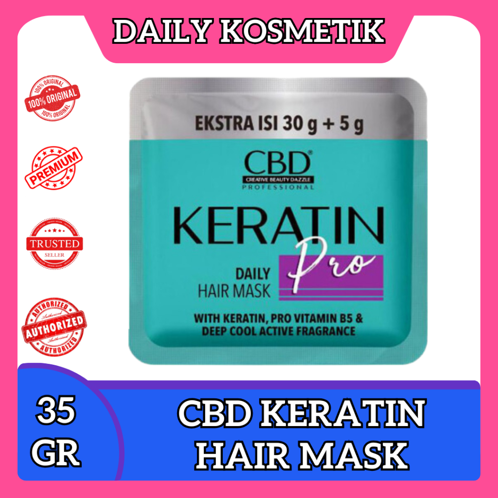 CBD Keratin Pro Hair Mask 35 GR - Memperbaiki Rambut Rusak Mengatasi Rambut Kring & Mengembang BPOM