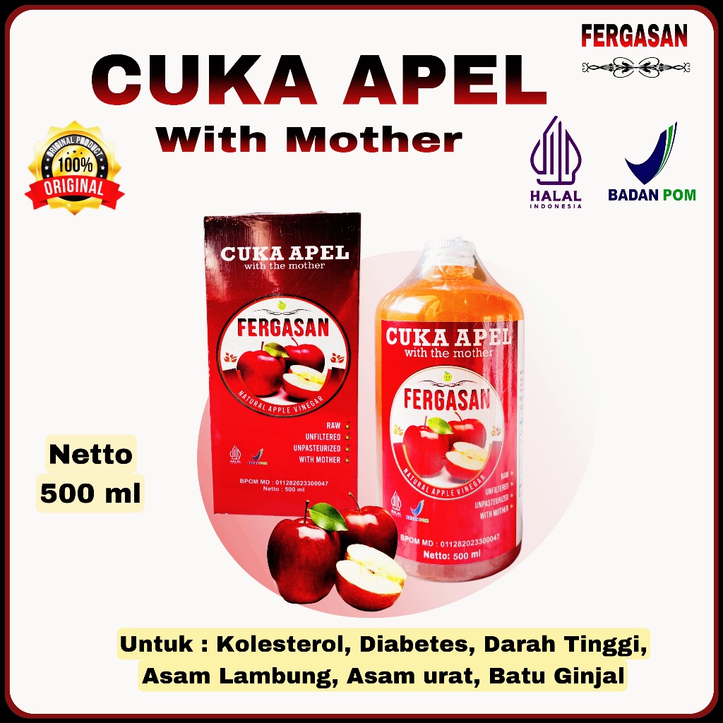 

Fergasan Cuka Apel Organik 100% Original With Mother Dengan Inang Cuka - Kebas, Kesemutan Hilang