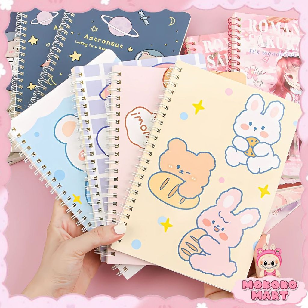 

MM Buku Catatan Notebook A5 Isi 60 Lembar Buku Diary Aesthetic Motif Kartun Gaya Retro Buku Tulis