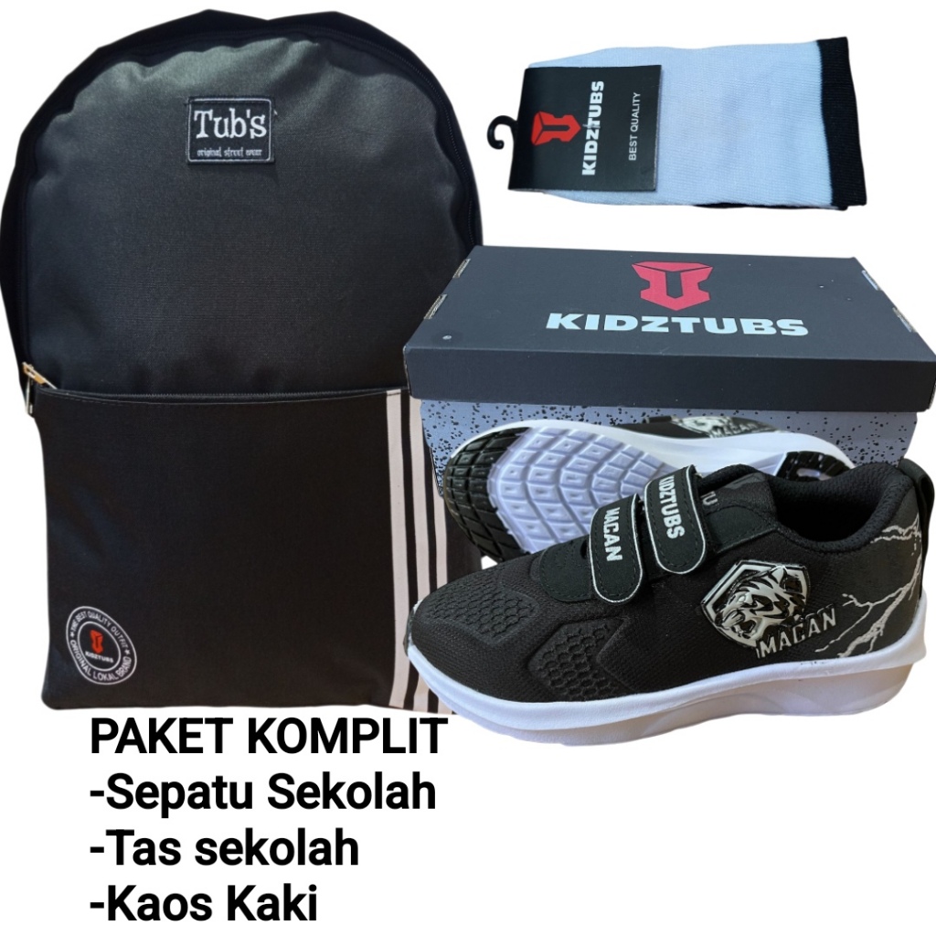 KIDZTUBS Sepatu Sekolah Anak Paket Komplit Sepatu Sekolah + Tas Sekolah + Kaos Kaki TUBS1358060825
