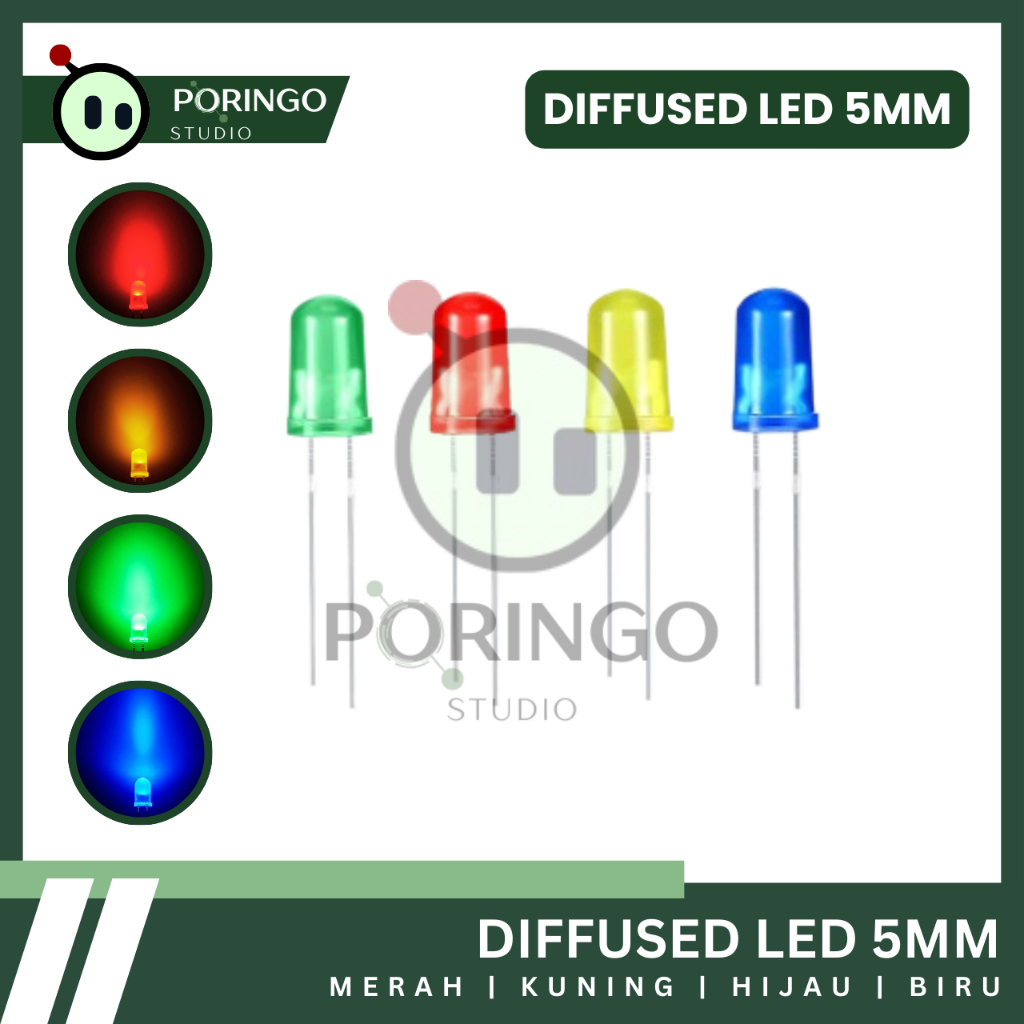 LAMPU LED F5 5MM DIFFUSED [MERAH | KUNING | HIJAU | BIRU]