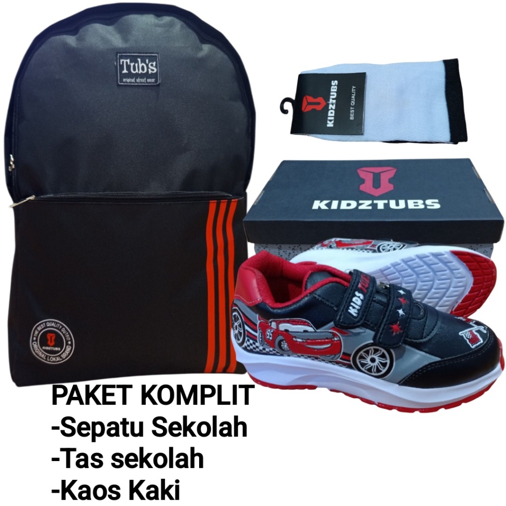 KIDZTUBS Sepatu Sekolah Anak Paket Komplit Sepatu Sekolah + Tas Sekolah + Kaos Kaki TUBS1044032825