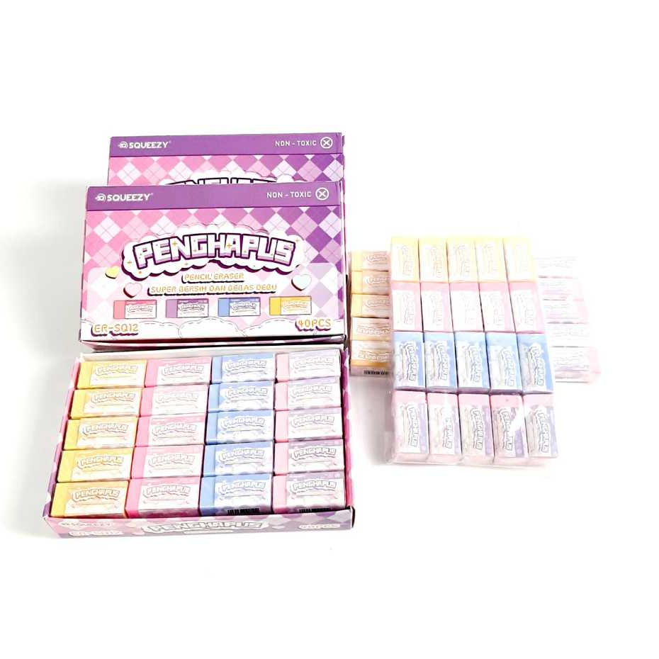 

Grosir ( 1packs/20pcs ) Penghapus Pensil Eraser NON TOXIC ER-SQ12 Warna