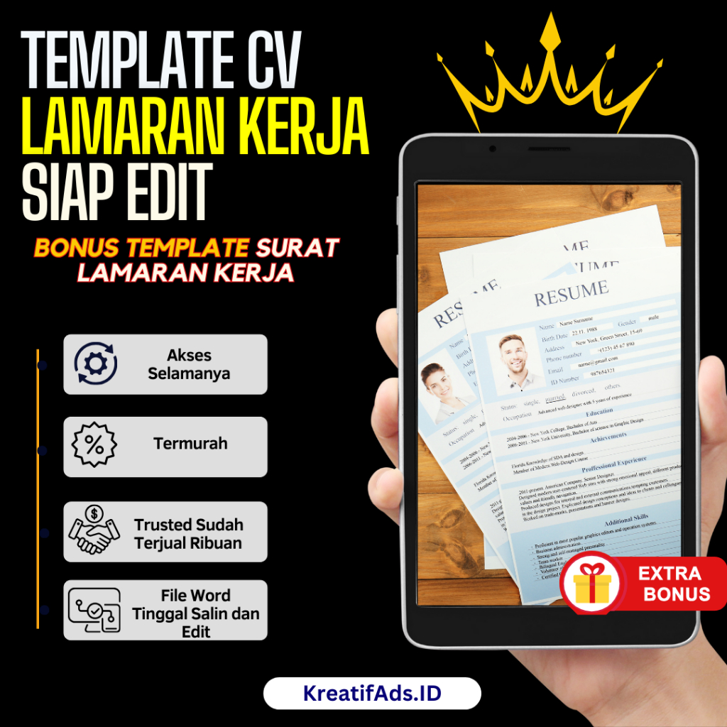 Template CV - Surat Lamaran Kerja Siap Edit – CV Rekomendasi HRD, File Word Praktis