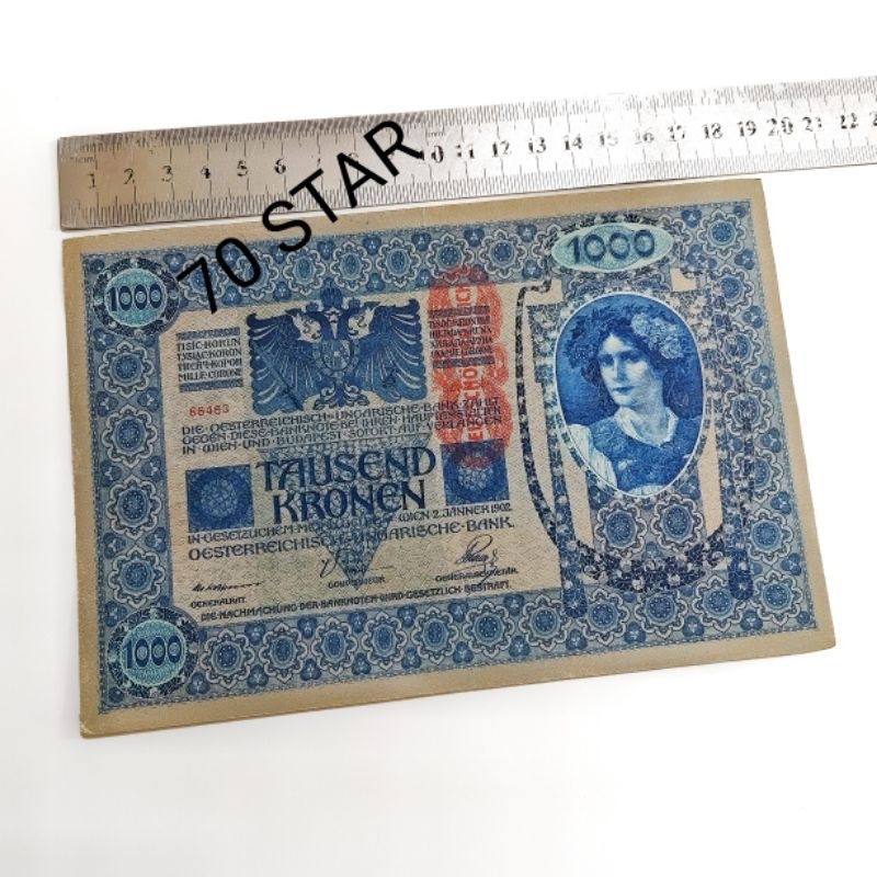 uang asing Austria 1000 Kronen 1902 Ukuran jumbo