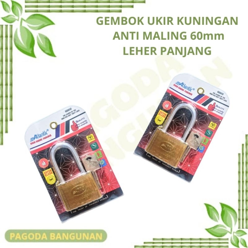 Gembok Anti Maling/Gembok Baja Kuningan 60mm panjang