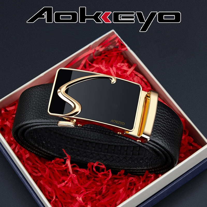 Sabuk Pinggang Pria Hitam Belt Pria Gesper Otomatis 100% Tali Pinggang Pria Kulit Asli For Bisnis/Ka