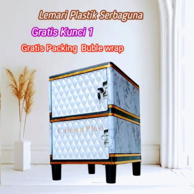 Gratong Lemari Box Laci Baju Buku Susun 2 Kunci Serbaguna